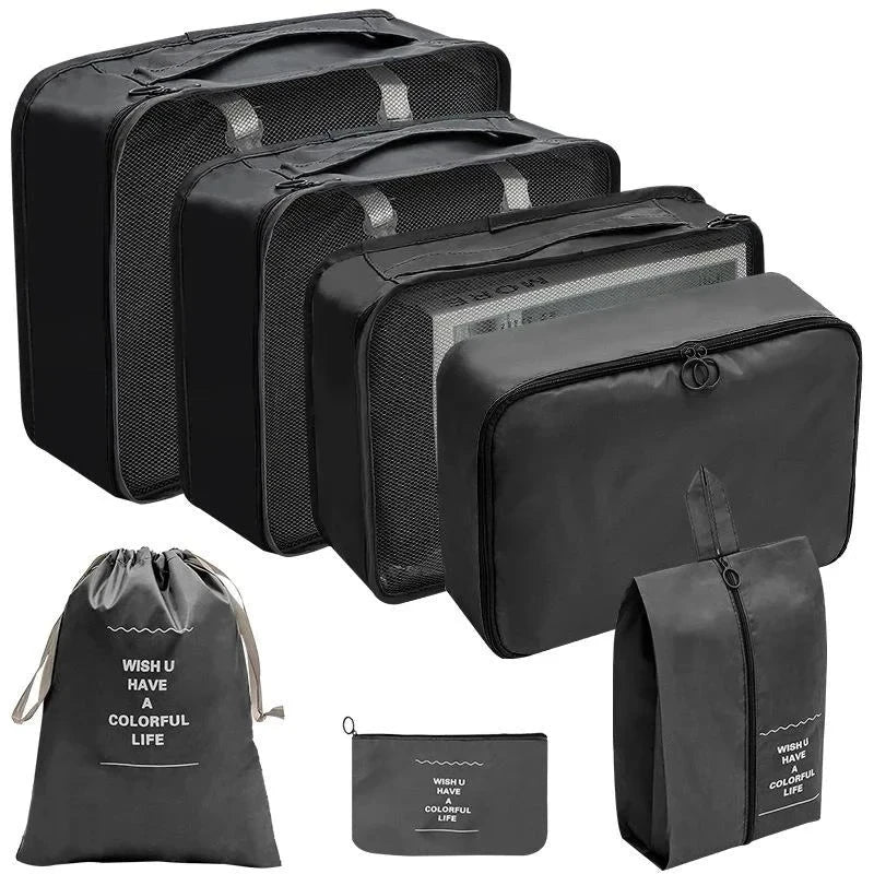 7/8/9/10 Pcs Set Travel Organizer Storage Bags Suitcase Packing Cubes Set Cases Portable Luggage Clothes Shoe Tidy Pouch Folding Savoir voyager