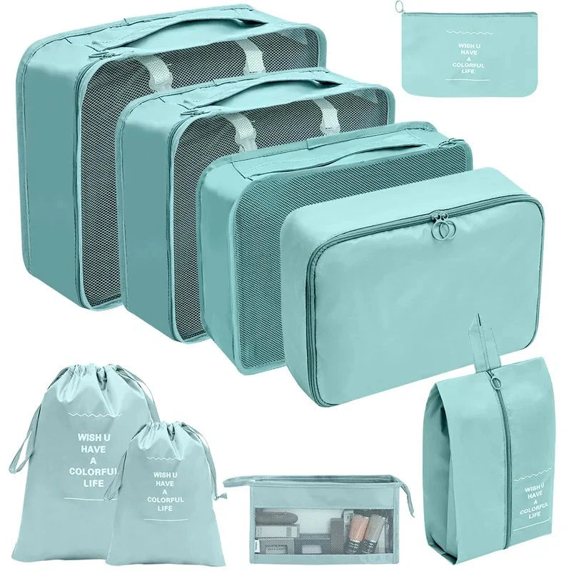 7/8/9/10 Pcs Set Travel Organizer Storage Bags Suitcase Packing Cubes Set Cases Portable Luggage Clothes Shoe Tidy Pouch Folding Savoir voyager