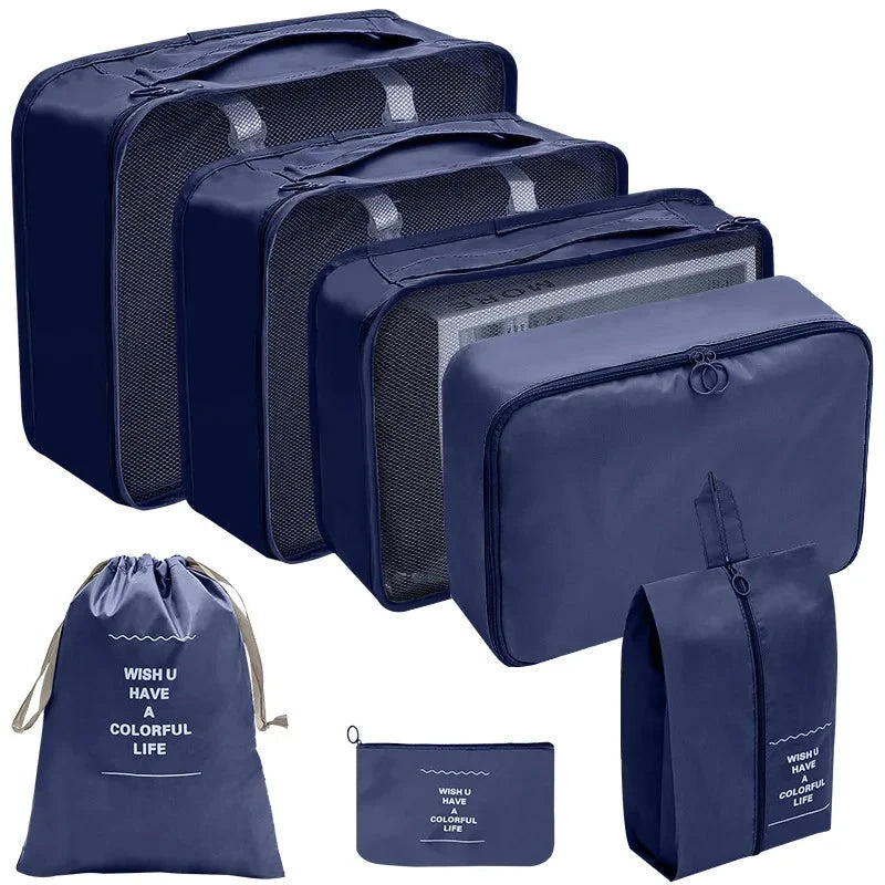 7/8/9/10 Pcs Set Travel Organizer Storage Bags Suitcase Packing Cubes Set Cases Portable Luggage Clothes Shoe Tidy Pouch Folding Savoir voyager
