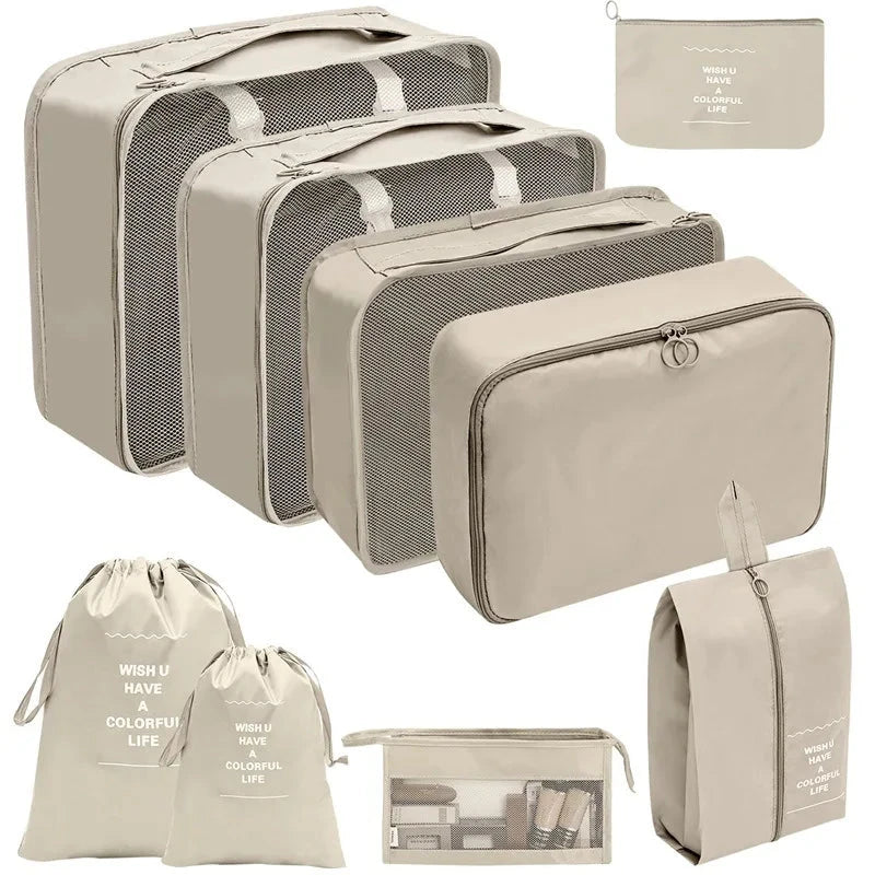 7/8/9/10 Pcs Set Travel Organizer Storage Bags Suitcase Packing Cubes Set Cases Portable Luggage Clothes Shoe Tidy Pouch Folding Savoir voyager