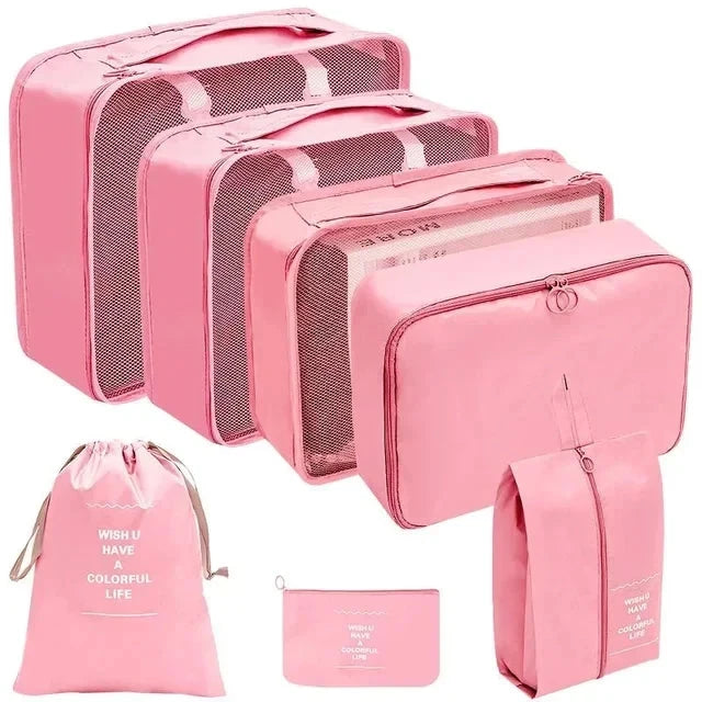 7/8/9/10 Pcs Set Travel Organizer Storage Bags Suitcase Packing Cubes Set Cases Portable Luggage Clothes Shoe Tidy Pouch Folding Savoir voyager
