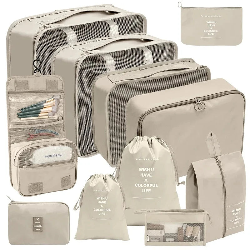 7/8/9/10 Pcs Set Travel Organizer Storage Bags Suitcase Packing Cubes Set Cases Portable Luggage Clothes Shoe Tidy Pouch Folding Savoir voyager