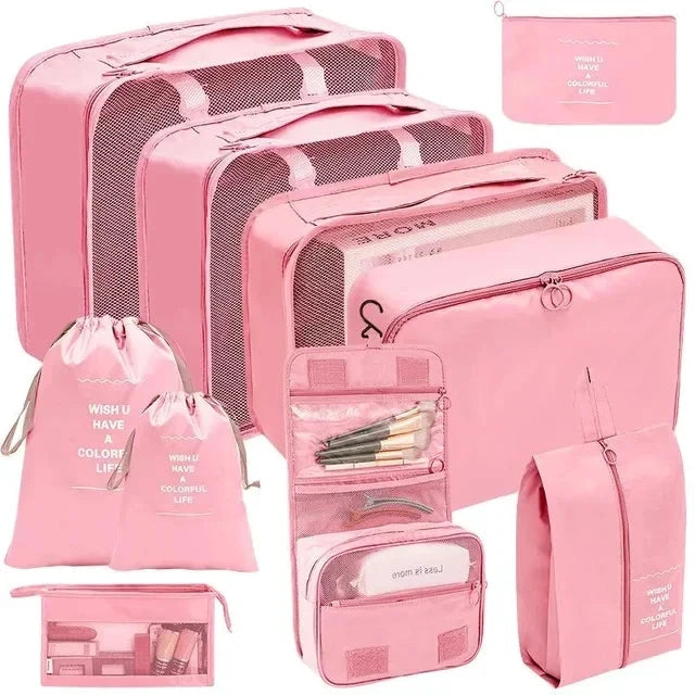 7/8/9/10 Pcs Set Travel Organizer Storage Bags Suitcase Packing Cubes Set Cases Portable Luggage Clothes Shoe Tidy Pouch Folding Savoir voyager