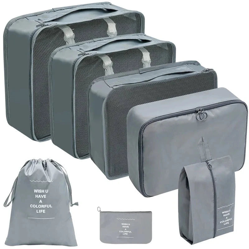 7/8/9/10 Pcs Set Travel Organizer Storage Bags Suitcase Packing Cubes Set Cases Portable Luggage Clothes Shoe Tidy Pouch Folding Savoir voyager
