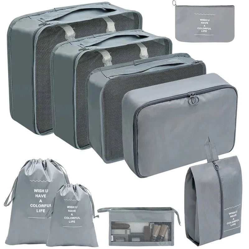 7/8/9/10 Pcs Set Travel Organizer Storage Bags Suitcase Packing Cubes Set Cases Portable Luggage Clothes Shoe Tidy Pouch Folding Savoir voyager