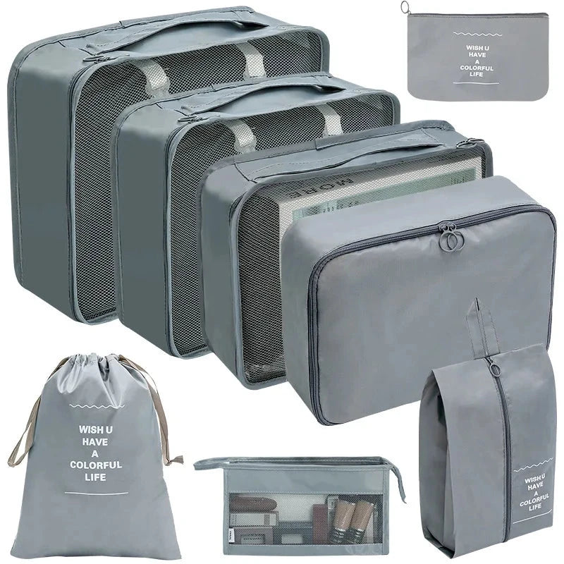 7/8/9/10 Pcs Set Travel Organizer Storage Bags Suitcase Packing Cubes Set Cases Portable Luggage Clothes Shoe Tidy Pouch Folding Savoir voyager