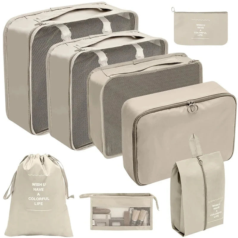 7/8/9/10 Pcs Set Travel Organizer Storage Bags Suitcase Packing Cubes Set Cases Portable Luggage Clothes Shoe Tidy Pouch Folding Savoir voyager