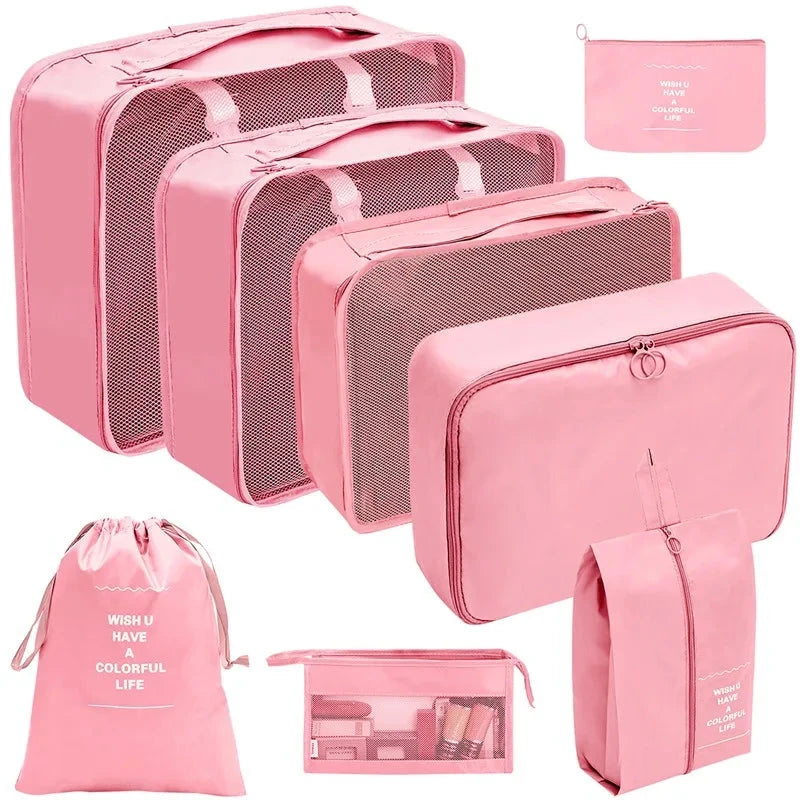 7/8/9/10 Pcs Set Travel Organizer Storage Bags Suitcase Packing Cubes Set Cases Portable Luggage Clothes Shoe Tidy Pouch Folding Savoir voyager