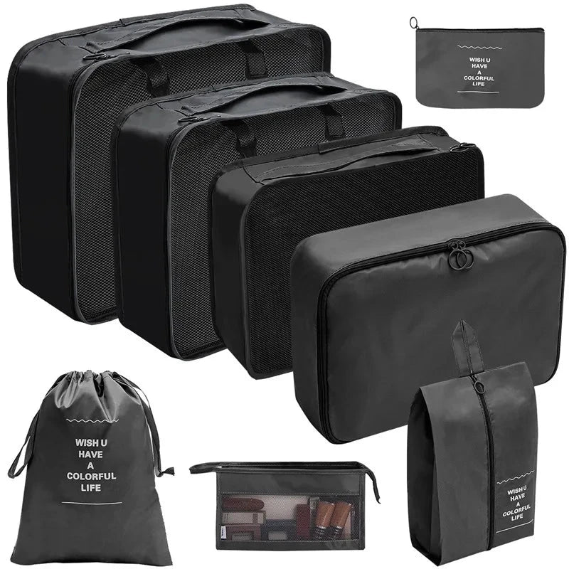 7/8/9/10 Pcs Set Travel Organizer Storage Bags Suitcase Packing Cubes Set Cases Portable Luggage Clothes Shoe Tidy Pouch Folding Savoir voyager