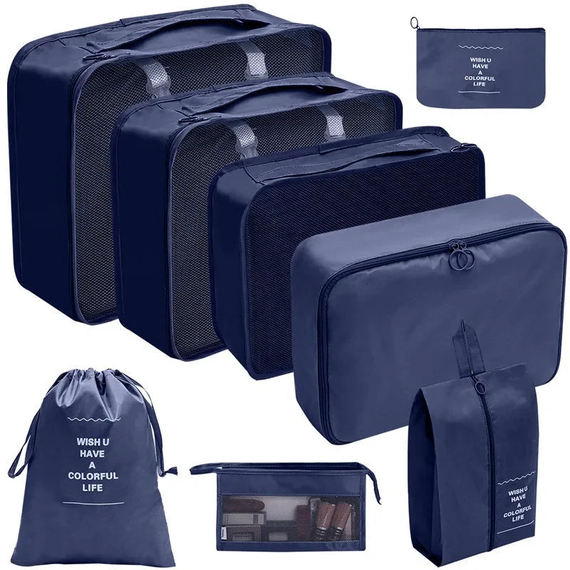 7/8/9/10 Pcs Set Travel Organizer Storage Bags Suitcase Packing Cubes Set Cases Portable Luggage Clothes Shoe Tidy Pouch Folding Savoir voyager