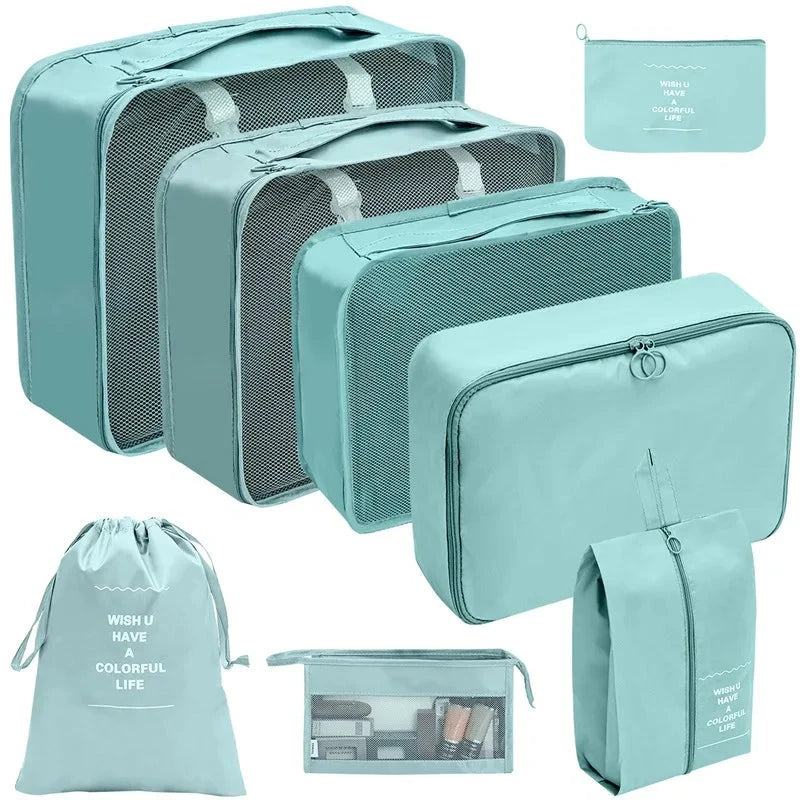 7/8/9/10 Pcs Set Travel Organizer Storage Bags Suitcase Packing Cubes Set Cases Portable Luggage Clothes Shoe Tidy Pouch Folding Savoir voyager