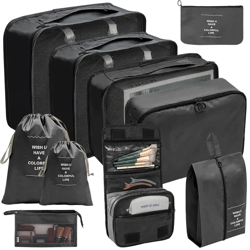 7/8/9/10 Pcs Set Travel Organizer Storage Bags Suitcase Packing Cubes Set Cases Portable Luggage Clothes Shoe Tidy Pouch Folding Savoir voyager
