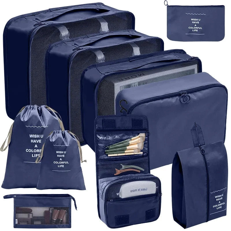 7/8/9/10 Pcs Set Travel Organizer Storage Bags Suitcase Packing Cubes Set Cases Portable Luggage Clothes Shoe Tidy Pouch Folding Savoir voyager