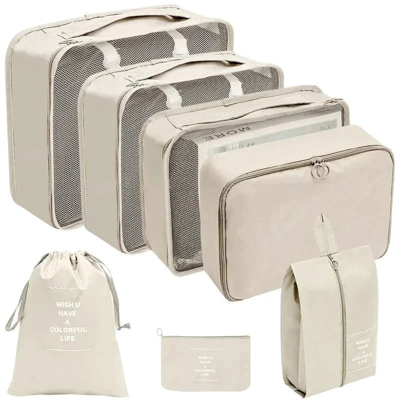 7/8/9/10 Pcs Set Travel Organizer Storage Bags Suitcase Packing Cubes Set Cases Portable Luggage Clothes Shoe Tidy Pouch Folding Savoir voyager