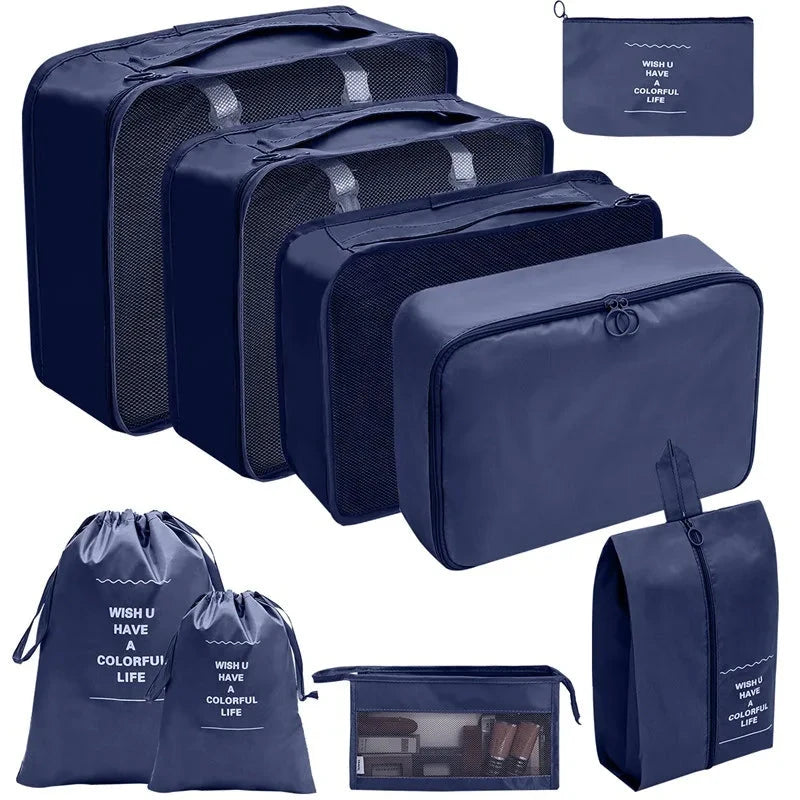 7/8/9/10 Pcs Set Travel Organizer Storage Bags Suitcase Packing Cubes Set Cases Portable Luggage Clothes Shoe Tidy Pouch Folding Savoir voyager
