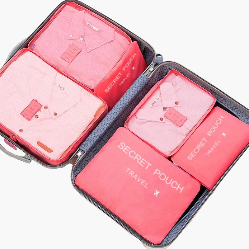 6 Pcs/Set Pink/Blue/Grey Travel Storage Bag Large Capacity Waterproof Luggage Clothing Underwear Storage Bag Bag With Zipper Savoir voyager