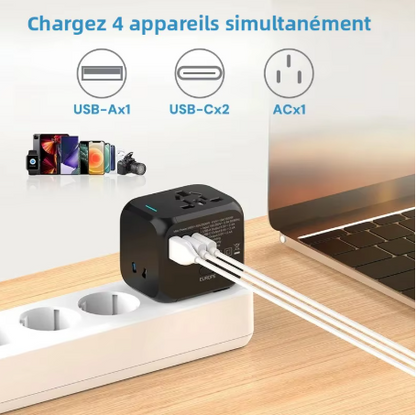 Adaptateur Universel de Voyage - Compatible Monde Entier Savoir voyager