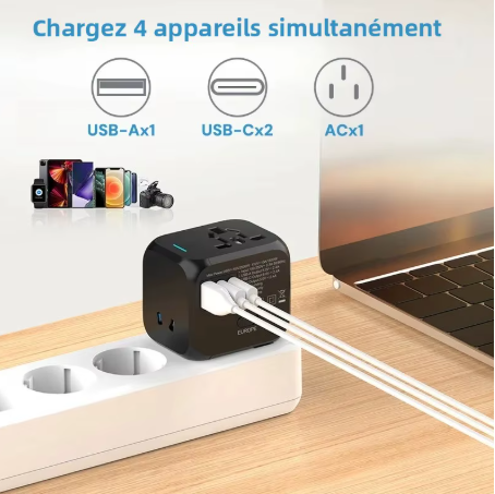 Adaptateur Universel de Voyage - Compatible Monde Entier Savoir voyager