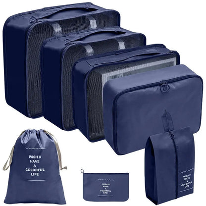 7/8/9/10 Pcs Set Travel Organizer Storage Bags Suitcase Packing Cubes Set Cases Portable Luggage Clothes Shoe Tidy Pouch Folding Savoir voyager