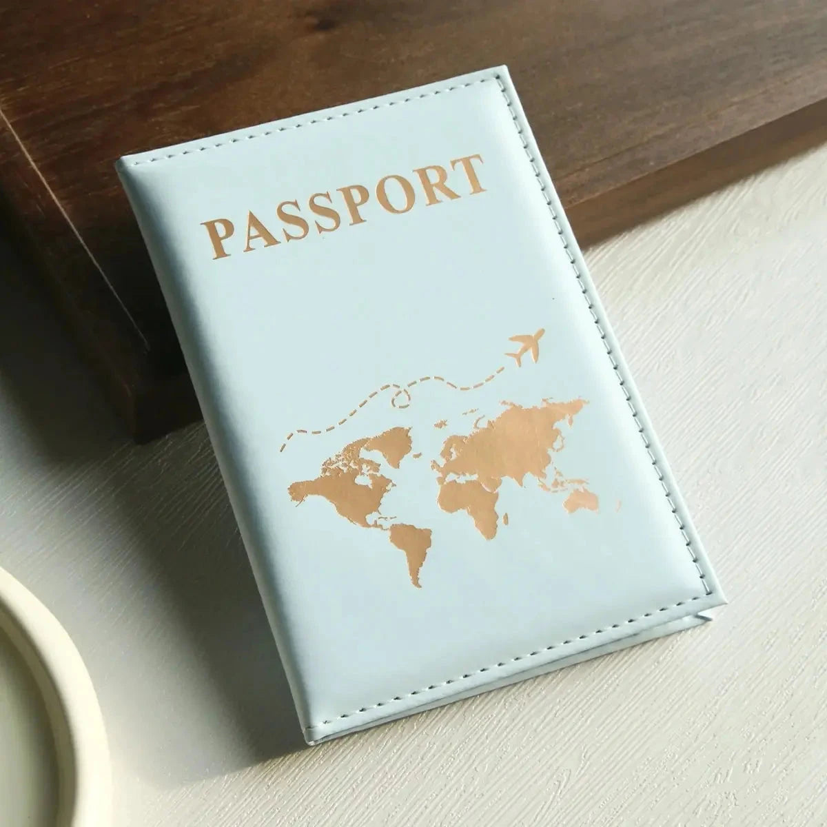 World Map Passport Cover Passport Holder Organizer Protective Card Case ID Document Passport Wallet Credit Card Holder Savoir voyager