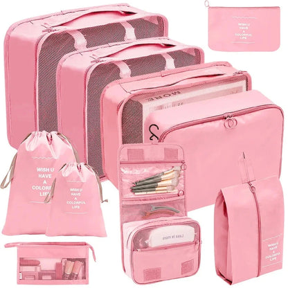 7/8/9/10 Pcs Set Travel Organizer Storage Bags Suitcase Packing Cubes Set Cases Portable Luggage Clothes Shoe Tidy Pouch Folding Savoir voyager