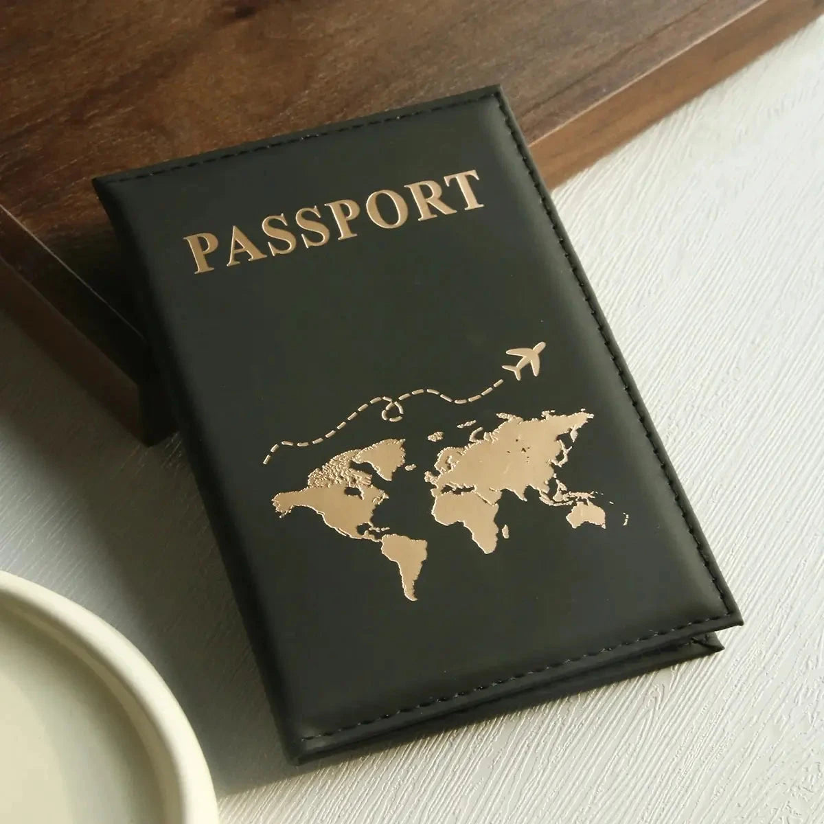 World Map Passport Cover Passport Holder Organizer Protective Card Case ID Document Passport Wallet Credit Card Holder Savoir voyager