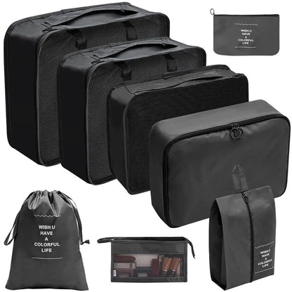 7/8/9/10 Pcs Set Travel Organizer Storage Bags Suitcase Packing Cubes Set Cases Portable Luggage Clothes Shoe Tidy Pouch Folding Savoir voyager