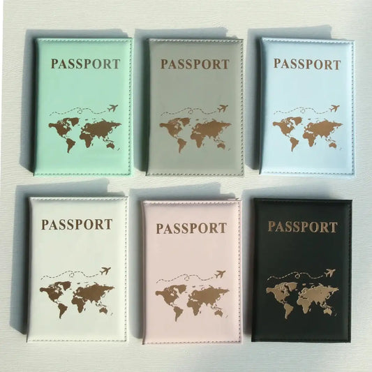 World Map Passport Cover Passport Holder Organizer Protective Card Case ID Document Passport Wallet Credit Card Holder Savoir voyager