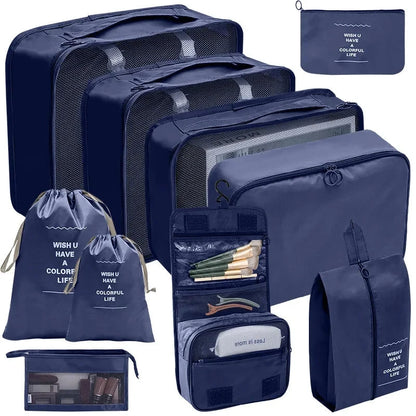7/8/9/10 Pcs Set Travel Organizer Storage Bags Suitcase Packing Cubes Set Cases Portable Luggage Clothes Shoe Tidy Pouch Folding Savoir voyager