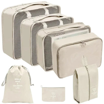 7/8/9/10 Pcs Set Travel Organizer Storage Bags Suitcase Packing Cubes Set Cases Portable Luggage Clothes Shoe Tidy Pouch Folding Savoir voyager