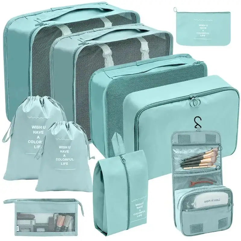 7/8/9/10 Pcs Set Travel Organizer Storage Bags Suitcase Packing Cubes Set Cases Portable Luggage Clothes Shoe Tidy Pouch Folding Savoir voyager
