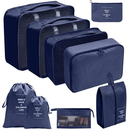 7/8/9/10 Pcs Set Travel Organizer Storage Bags Suitcase Packing Cubes Set Cases Portable Luggage Clothes Shoe Tidy Pouch Folding Savoir voyager