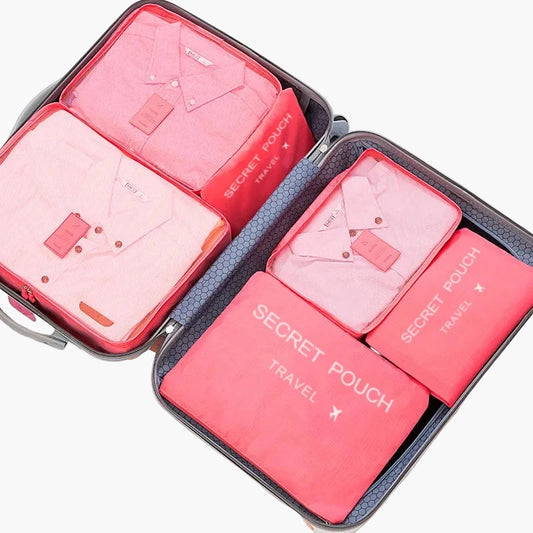 6 Pcs/Set Pink/Blue/Grey Travel Storage Bag Large Capacity Waterproof Luggage Clothing Underwear Storage Bag Bag With Zipper Savoir voyager